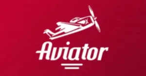 Aviator logo featuring a red airplane illustration above the word 'Aviator' written in bold red font, with a clean red background.